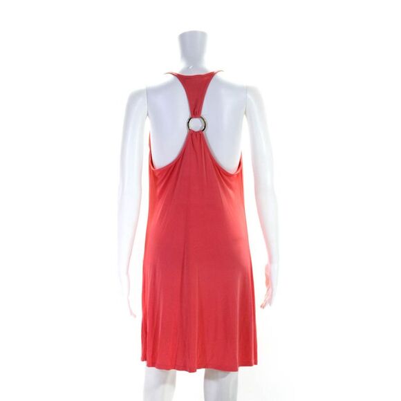 Cia Maritima Womens O Ring Racerback Cowl Neck Sheath Dress Coral Pink Large - Picture 4 of 6